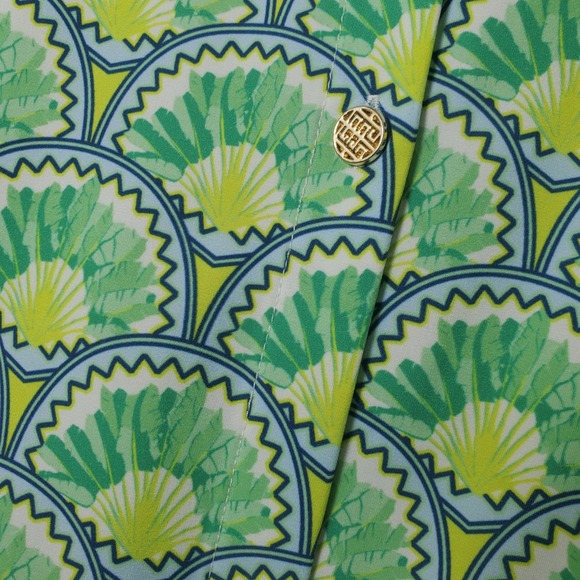 Emily McCarthy Green Deco Palm UPF 50 Long Sleeve Shift Shirt Dress Swim Coverup - Picture 10 of 14